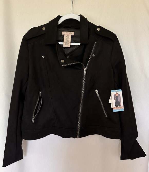 Philosophy Jackets & Blazers - Philosophy Black Faux Suede Moto Jacket NWT - Size L